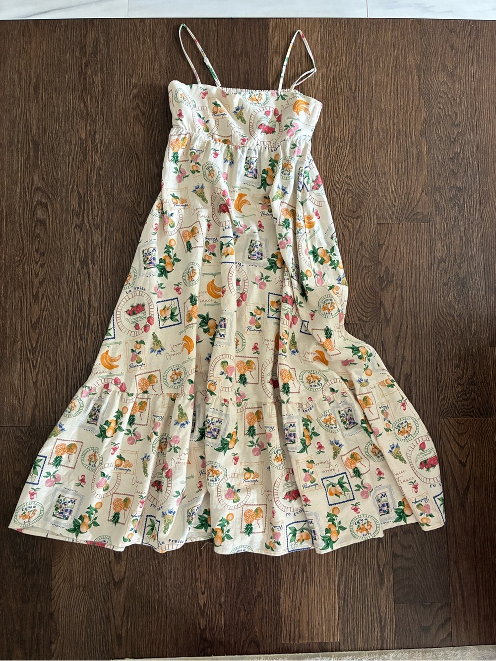 Joie Linen Midi Dress, Fruit Pattern, Summer Pretty! 🍓🍑🍇🍋 - Picture 6 of 9
